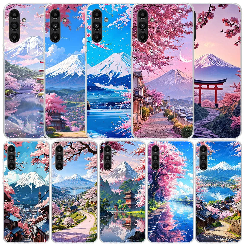 Japanese Cherry Mount Fuji Cover for Samsung Galaxy A17 A37 A57 A16 A26 A36 A56 A15 A14 A55 Phone Case A13 A53 A25 A35 A24 A34 A