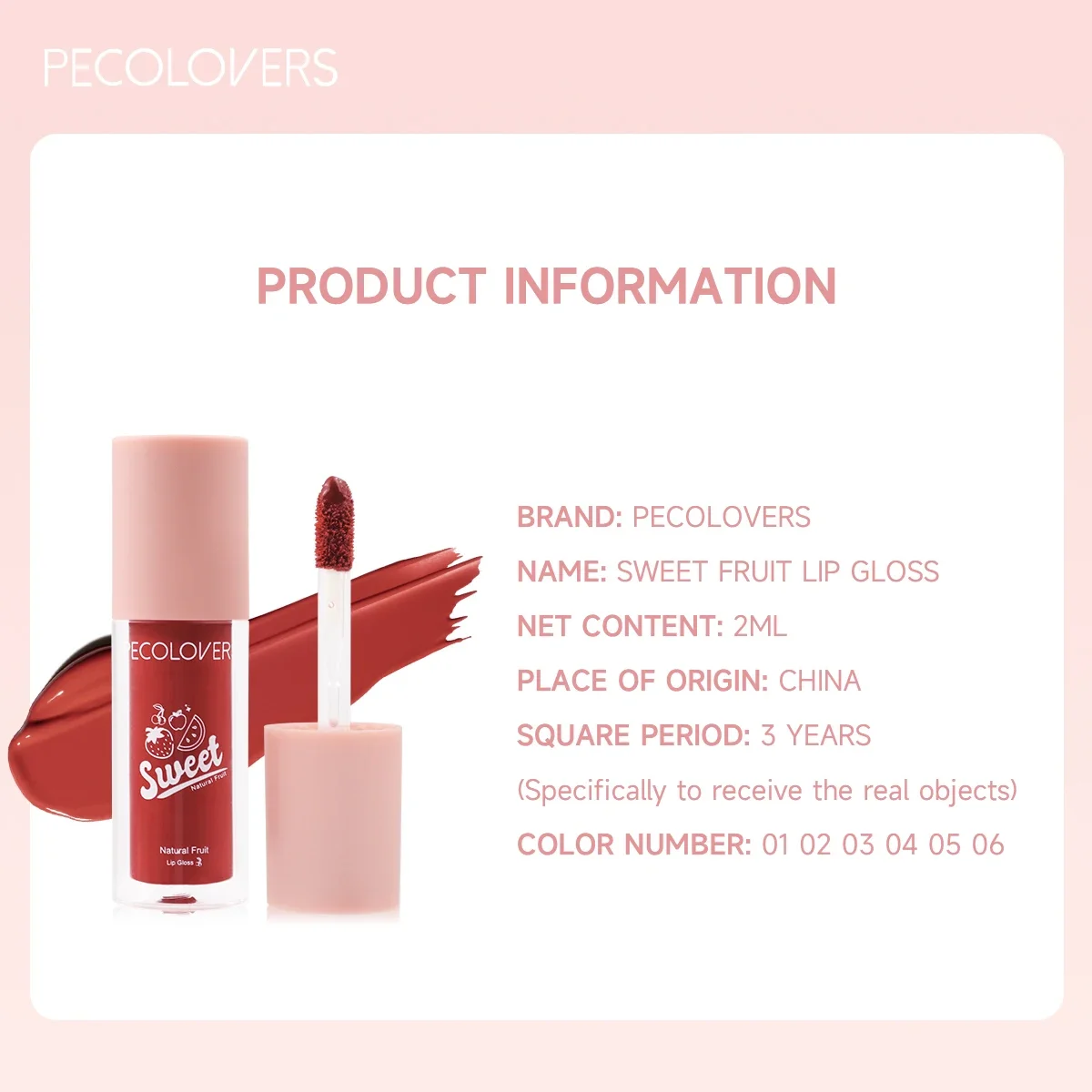 1 Stück farbige feuchtigkeitsspendende Lippenglasur mit Fruchtgeschmack, langanhaltender feuchtigkeitsspendender Lipgloss, Wasserglanz-Finish für alle hellbeige Arten