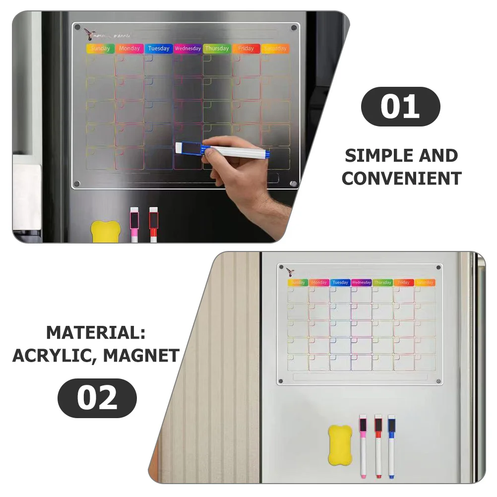 مجموعة واحدة من تقويم الثلاجة المغناطيسي الشفاف، لوحة محمولة قابلة للمسح للملاحظات، تقويم مغناطيسي للثلاجة #2