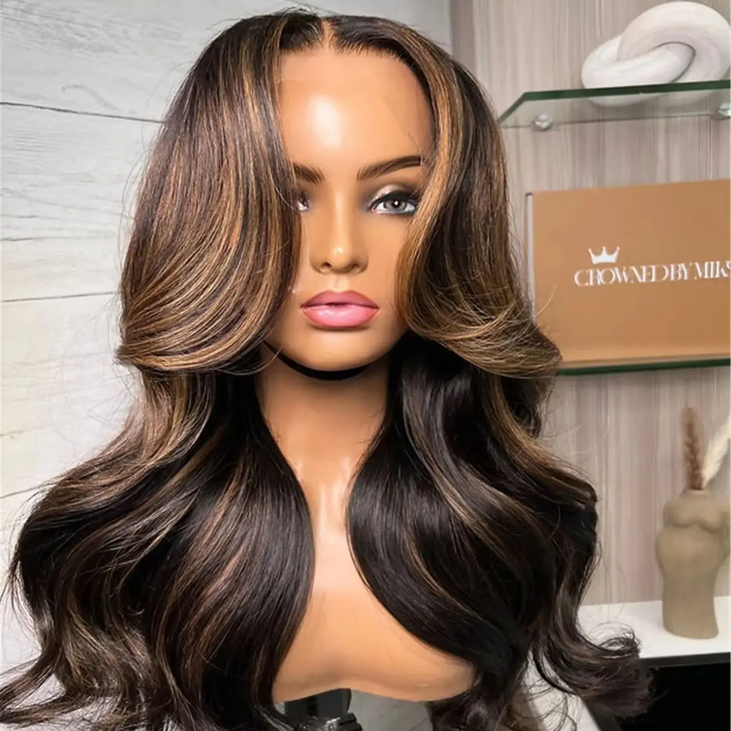 dark-wigs-with-brown-balayage-middle-parting-body-wave-synthetic-lace-frontal-wigs-realistic-look-cheap-wigs-on-clearance-sale