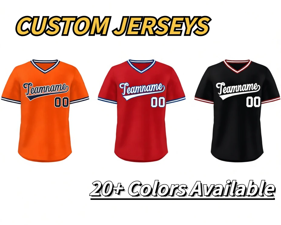 Custom Baseball Jersey Stitched Personalized Name Number Hip Hop Athletic V-Neck Shirts Athletic Shirt Men Women Youth Orange
