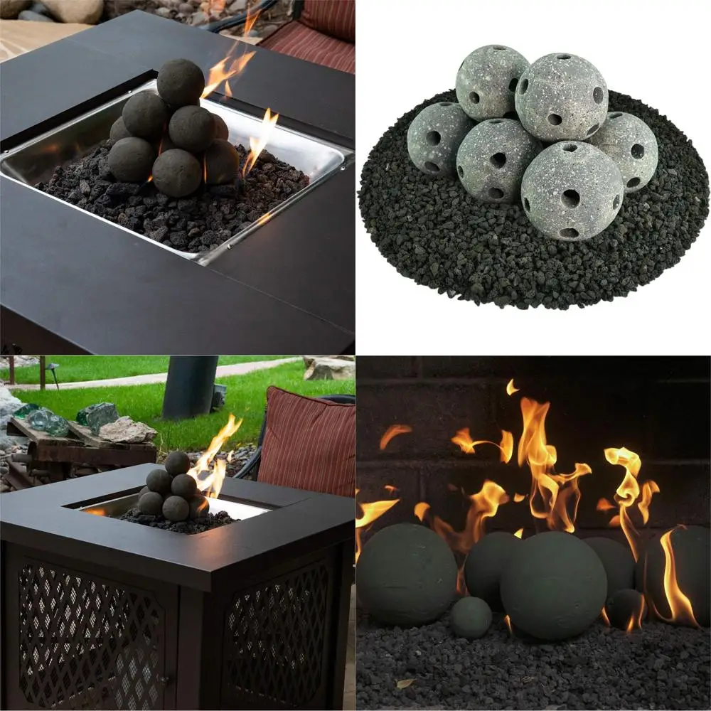 

Набор из 8 современных керамических огневых шаров диаметром 5 дюймов для внутренних/наружных каминов, в стиле матового бетона, серебристо-серые с вкраплениями