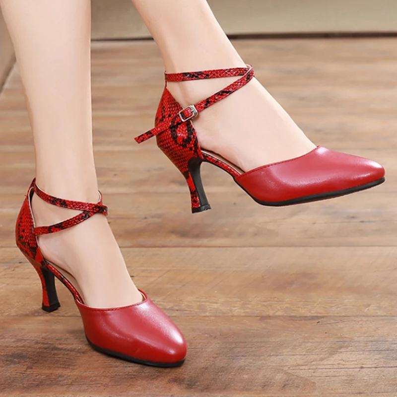 Sapatos de dança latina para mulheres, salsa, tango, tênis de festa, vermelho, prata, salto alto preto, sapatos de casamento para meninas, novo