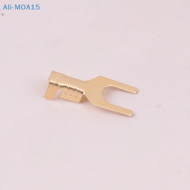 100Pcs U-Shaped Brass Cable Grounding Lug Fork Terminal Pressed Bare Terminal Butt Docking Connector 3.2/4.2/5.2/6.2mm