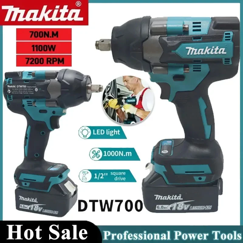 

Аккумуляторный ударный гайковерт Makita DTW700, 1000 Нм, бесщеточный, электрический, с высоким крутящим моментом, для авторемонта, электроинструмент