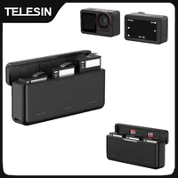TELESIN 18W PD cargador rápido para DJI OSMO Action 6 5pro OSMO 360 tarjeta TF 3 ranuras batería caja de almacenamiento de carga de bolsillo