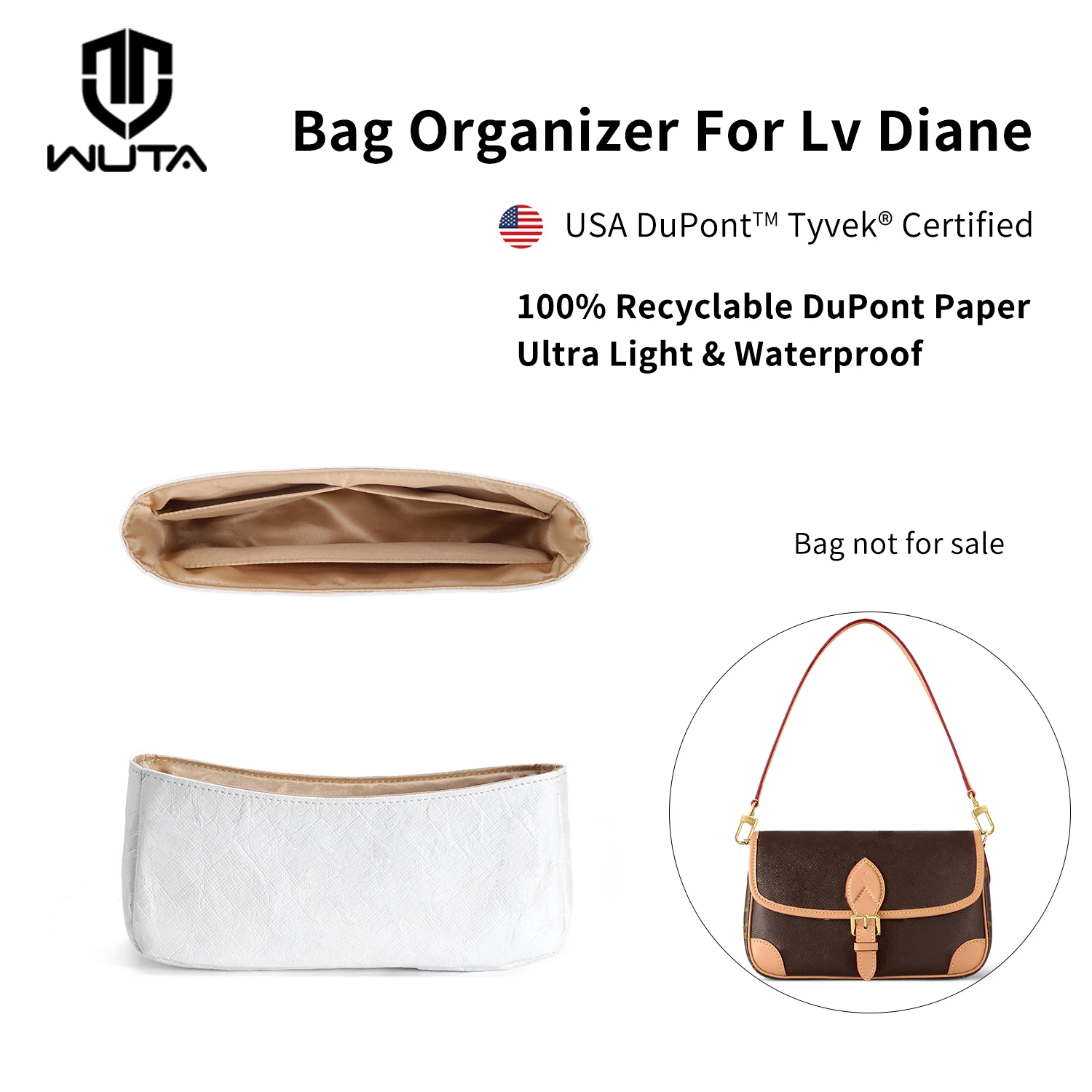 

WUTA Dupont Paper Bag Organizer For LV Diane Waterproof Handbag Inner Bag Insert Storage Bags Liner Bag Support Shaper