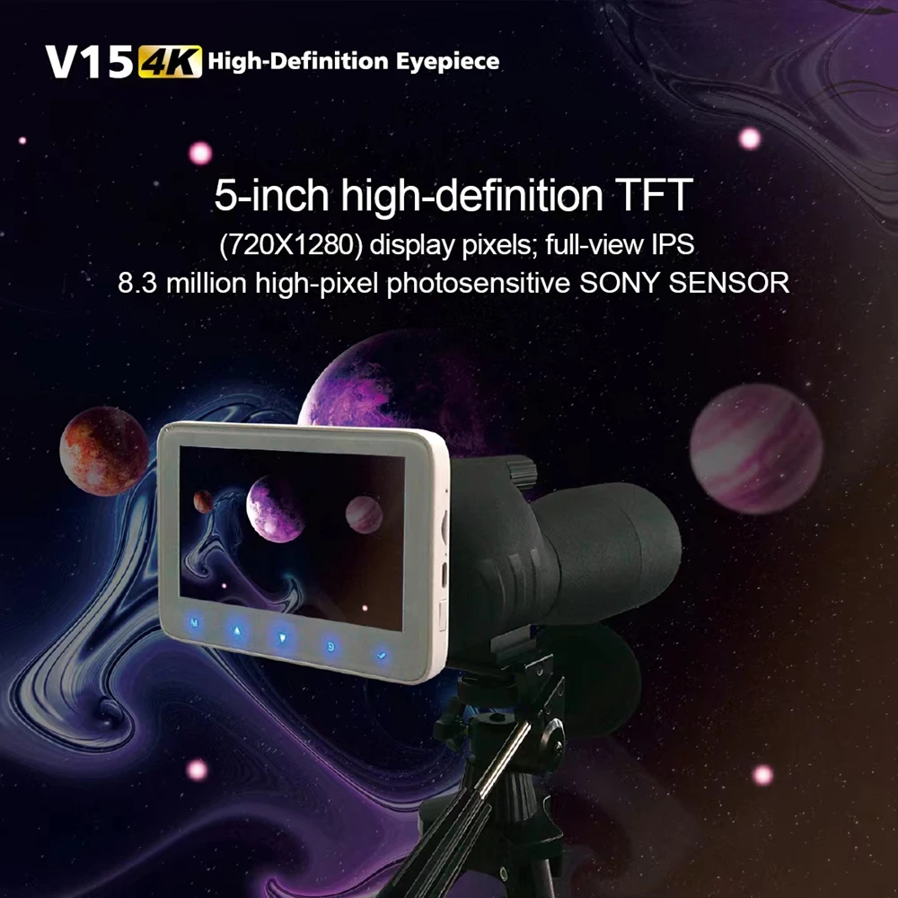 

4K UHD Monoculars Binoculars Eyepiece Camera 5X Digital Zoom Astronomical Telescope Eyepiece Recorder for Bird-Watching Lunar