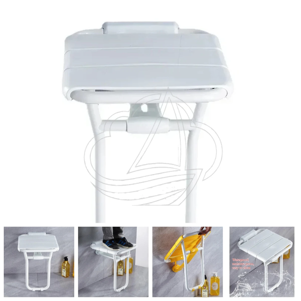 Wall Mounted Aluminum Alloy Shower Chair Folding Safety Bathroom Stool Multifunctional Elderly And Disabled Seat