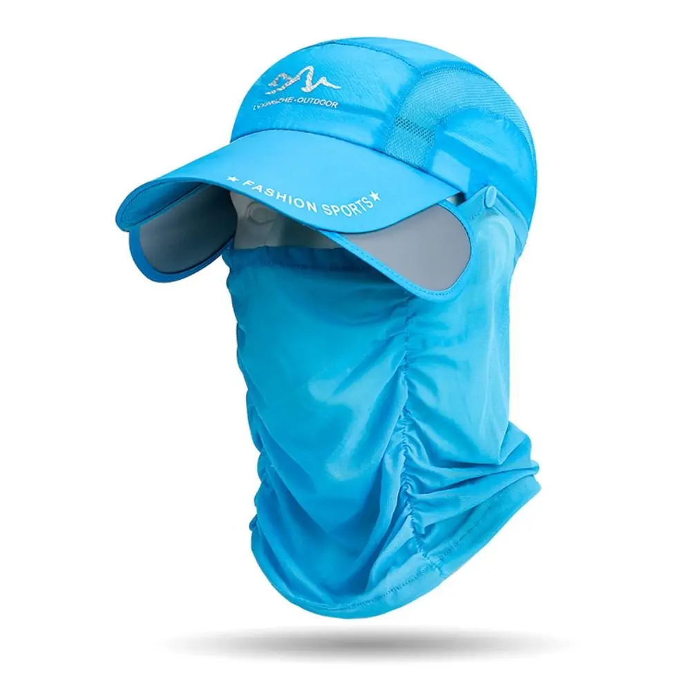 New Retractable Brim Sun Hat Cycling Sun Protection Multifunctional Sunblock Cap Solid Color Outdoor Full Face Mask