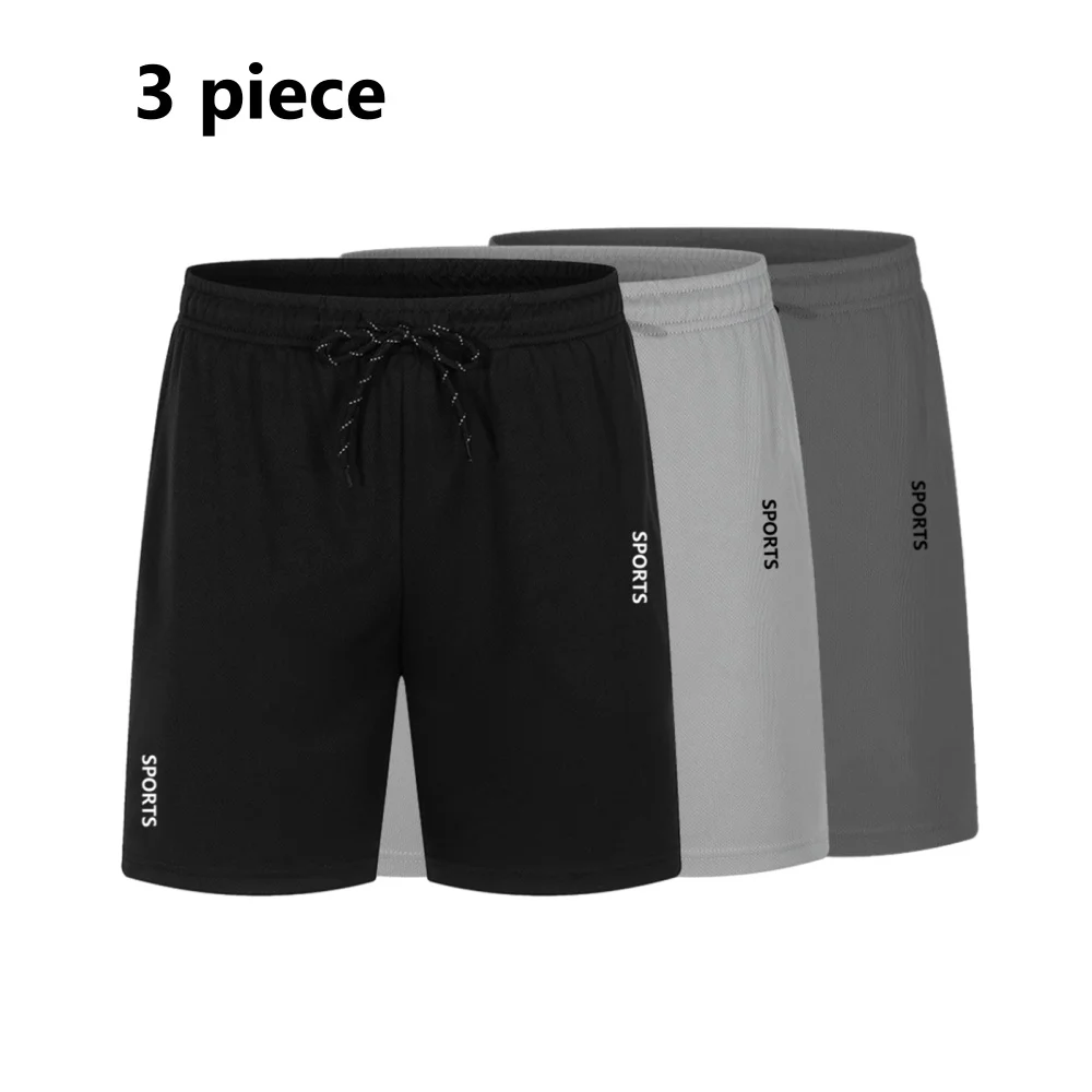 3-piece Basic Sports Shorts Casual Gym exercises mesh Breathable Quick-drying Shorts Running Bottoms Sportswear Men Summer