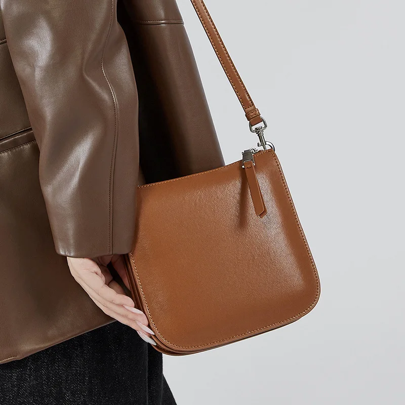 

Женская повседневная сумка-мессенджер из натуральной кожи, модная сумка через плечо из коровьей кожи, женская простая роскошная дизайнерская сумка