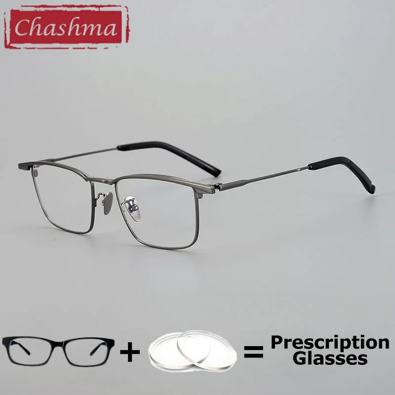 Chashma Pure Titanium Prescription Reading Men Glasses Frame Light Myopia Glasses Luxury Fashion Optical Multifocal Lenses