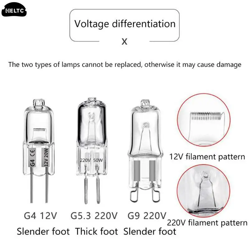 1 szt. 20W/25W/35W/40W DC 12V/220V 2-Pin typ G4/G5.3/G9 światła lampy halogenowe 20W/25W/35W/40W wyczyść każdą żarówkę do dekoracji domu