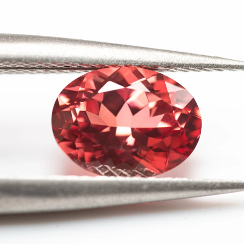 Laborgezüchteter Padparadscha in Ovaler Form, Feuer-Lotus-Farbe, DIY-Charms für Schmuckherstellung, Ring, Halskette, Ohrringe, Hauptmaterialien, Zertifikat – Detail 4