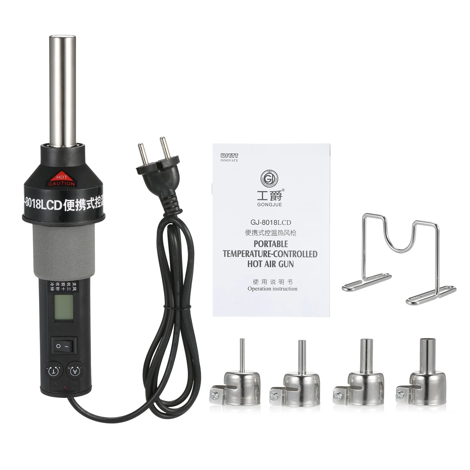 450W Hot  Air Gun Portable Temperature-Controlled 450℃  Soldering Heat Gun Rework Station SMD with Nozzles for Electronic Wiring