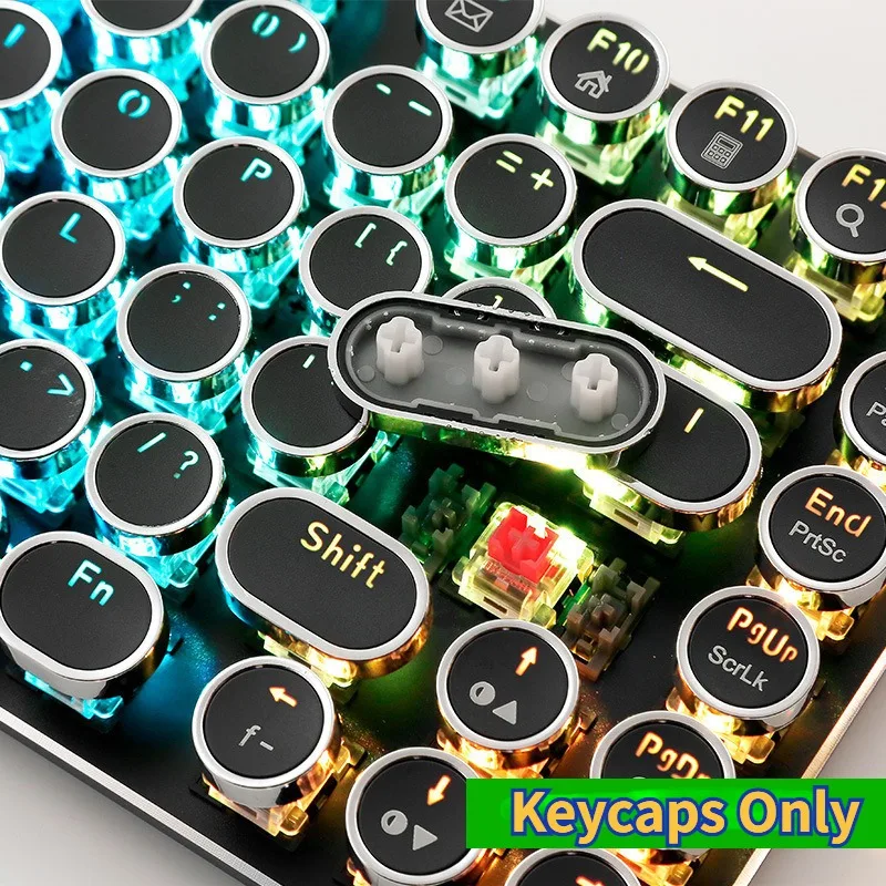 104-key Mechanical Keyboard Keycaps Fashionable Characters Reworked Shape Punk Style Plating Universal Feel Silky Smooth