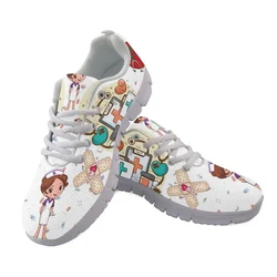 Belidome Cartoon White Medical Nurse Women Tennis Running Walking Sneakers Workout Casual Lightweight Non-Slip Gym Trainers