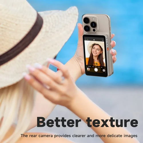 Imagen 2 del producto XView Vlog Pantalla de monitor selfie para iPhone y Android, monitor de teléfono con cámara trasera inalámbrica magnética con alcance de 164 pies para YouTube