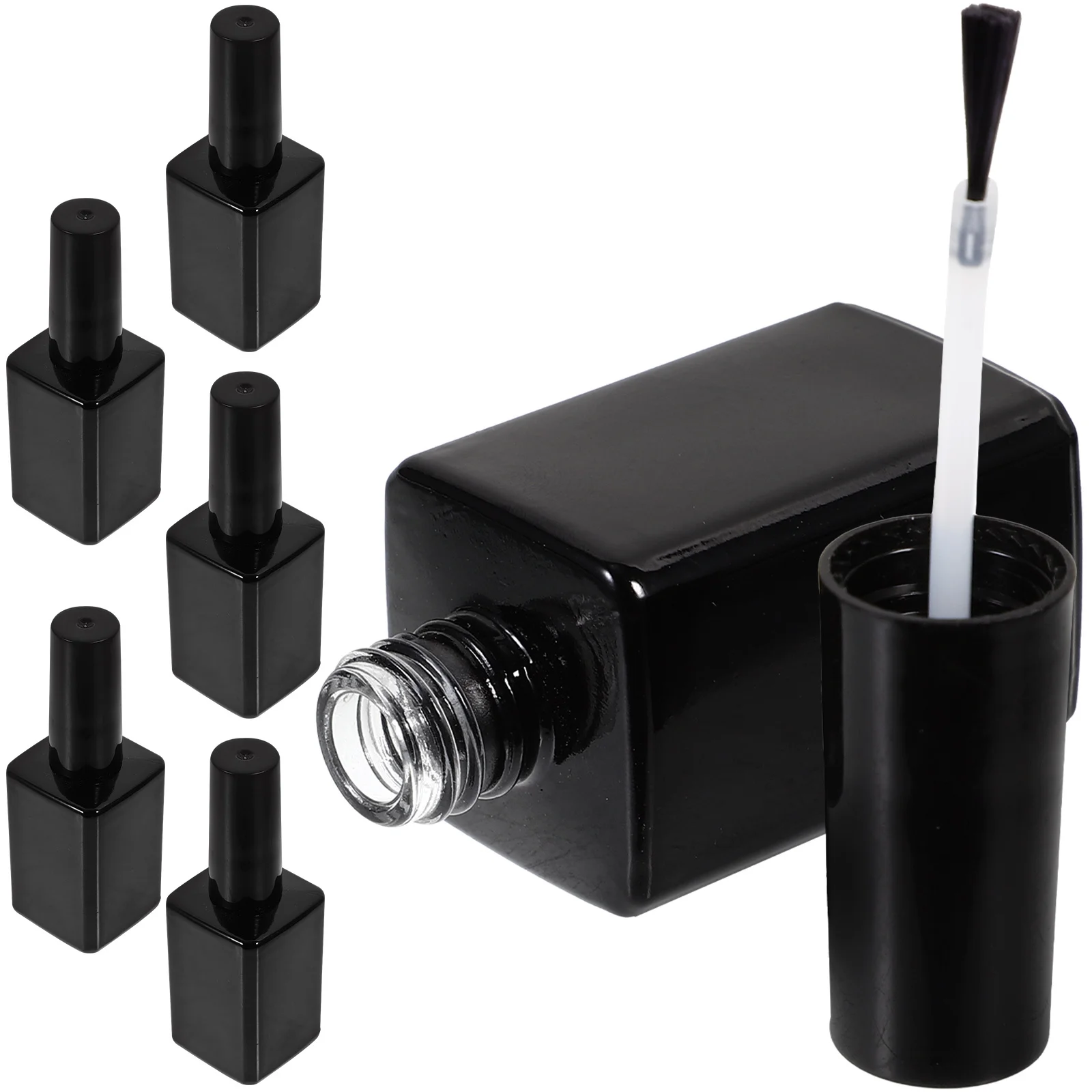 

6Pcs Empty Nail Polish Bottles Small Glass Gel Bottles Refillable Portable Brush for Travel Nail Salon Home Use