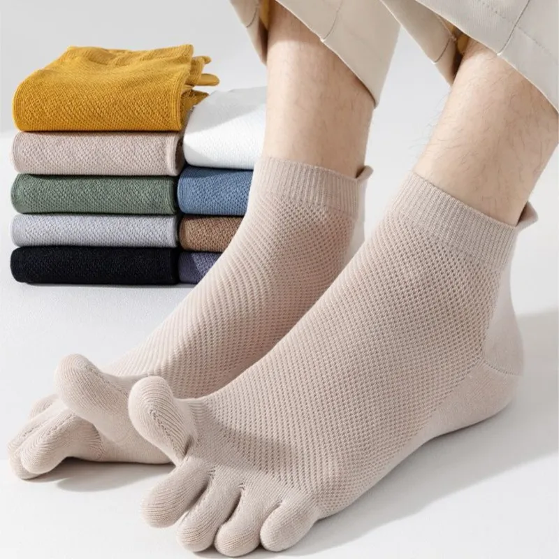 Unisex Toe Socks Men And Women Fingers Sock Breathable Pure Cotton Sports Sock Mesh Deodorant Sweat Absorption Solid Color Socks