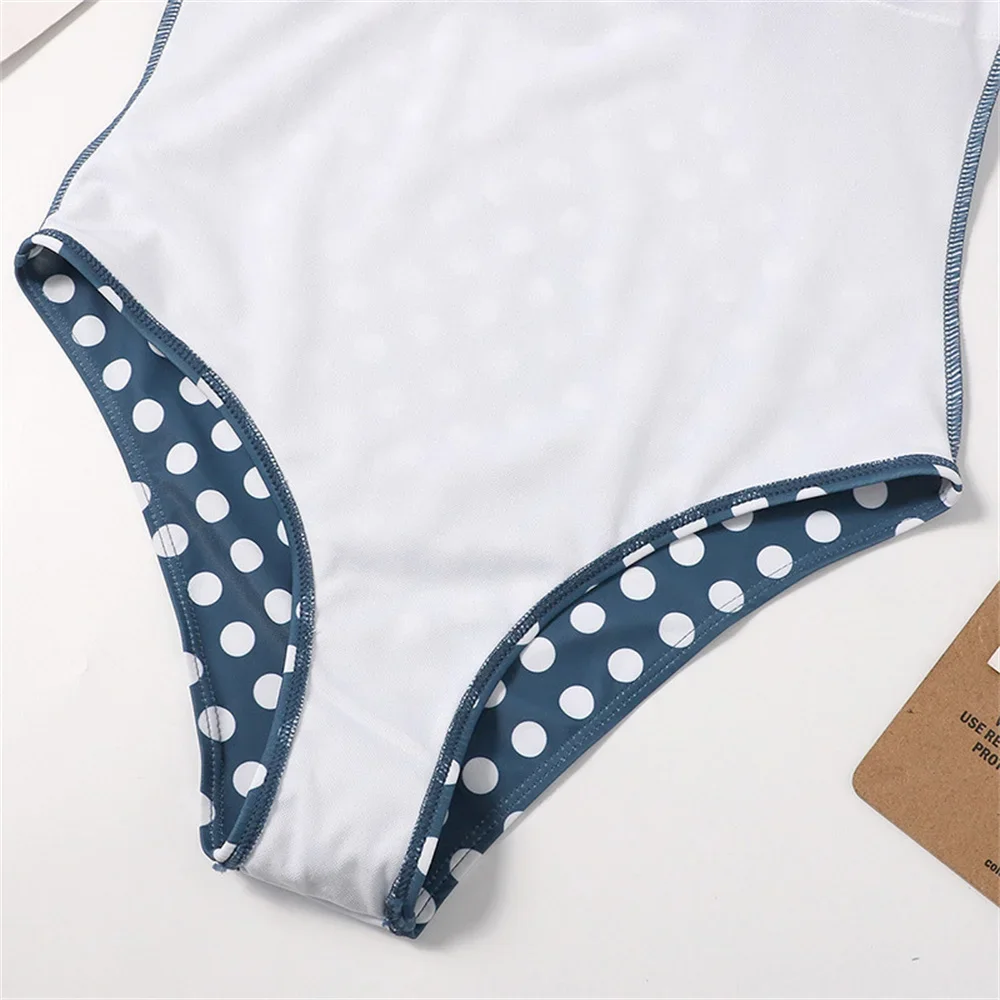 Retro Polka Dot Bikinis setzt Badeanzug ein Stück Urlaub Bade bekleidung Frauen Badeanzug String Strand Outfit Micro Bikini