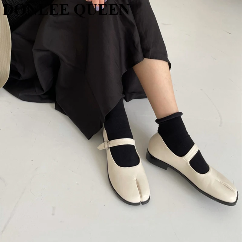 2024 Spring New Split Toe Mary Jane Flats Ladies Shoes Women Female Retro Vintage Girl Daily Novelty Solid Ninja Ballerina Mujer