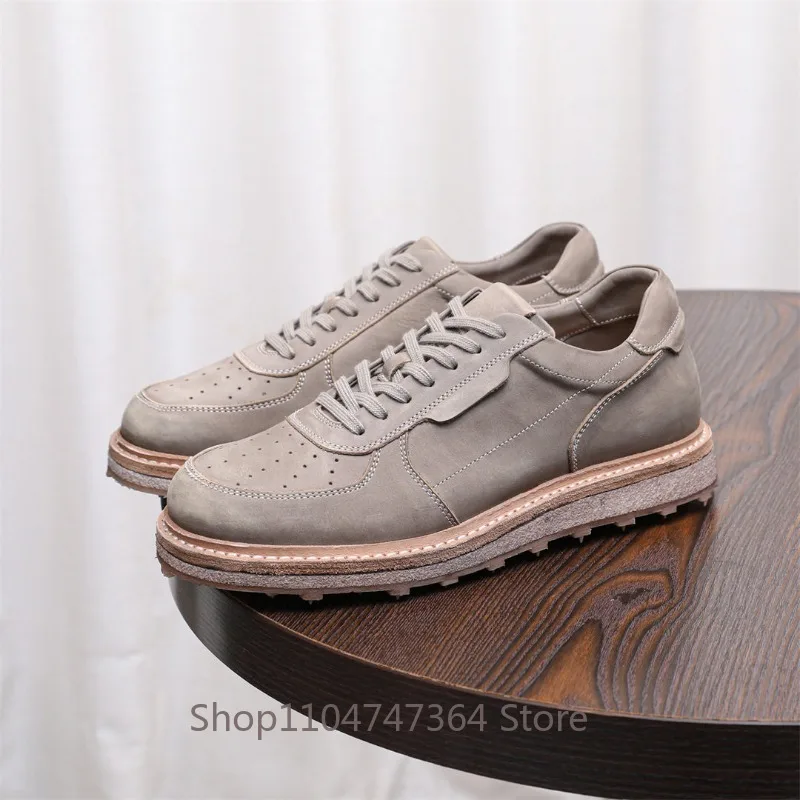 Handmade Men's Shoes Retro Fashion Casual Genuine Leather Anti Slip Wear-resistant Breathable Thick Soled Outdoor Oxford Shoes