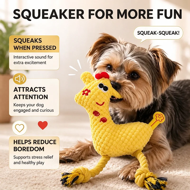 Deer Shape Plush Dog Squeaky Toy Bite Resistant Molar Teeth Grinding Interactive Decompress Chew Toy for Dogs Cat Pet Supplies