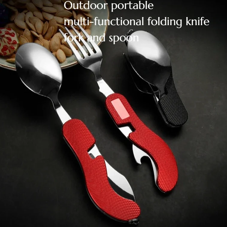 

Multifunctional Foldable Knives Forks and Spoons Stainless Steel Outdoor Picnic and Travel Detachable Tableware