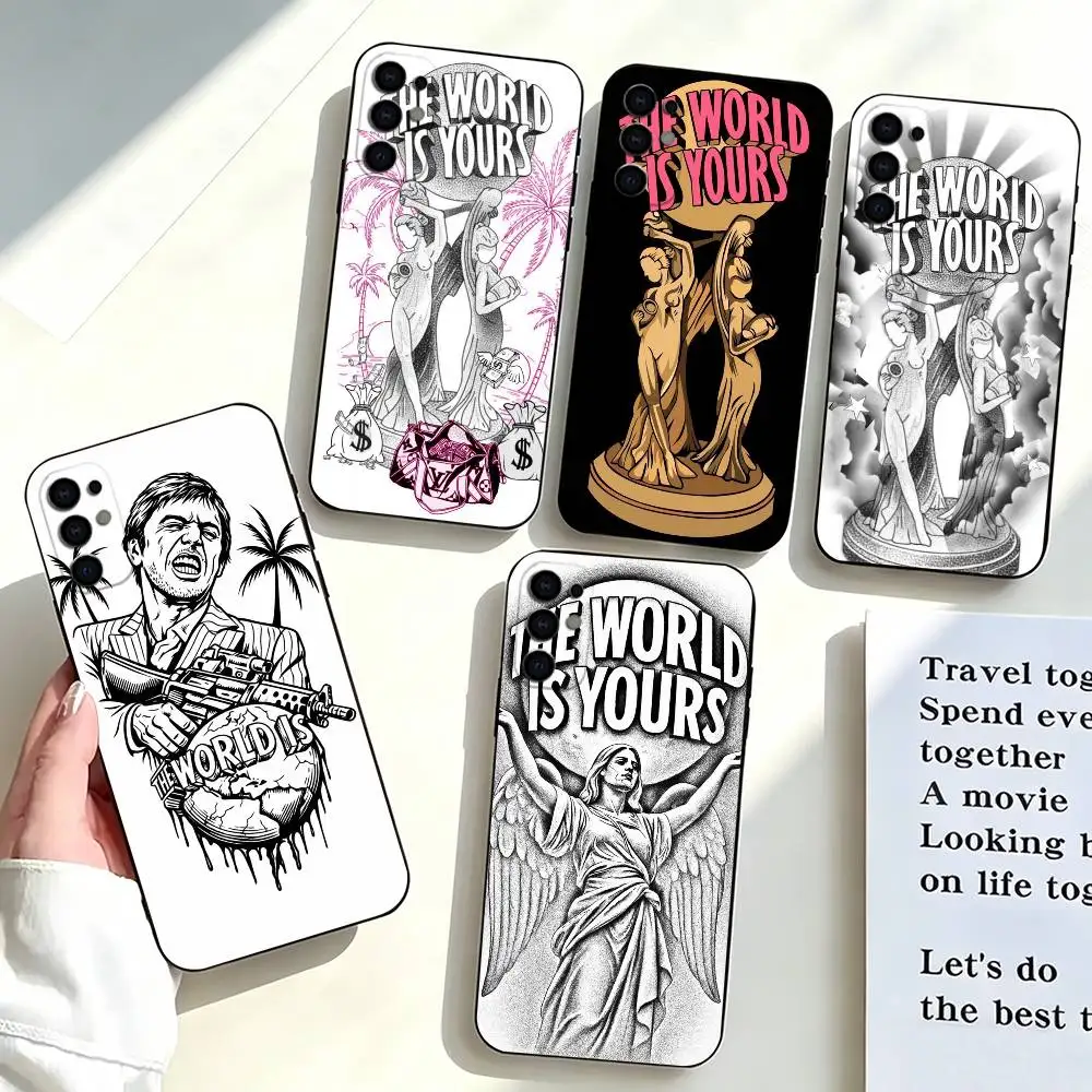 

The World Is Yours Scarfaces Colorful Phone Case For Samsung S25,S24,S21,S22,S23,S30,Ultra,S20,Plus,Fe,Soft Silicone Black Cover