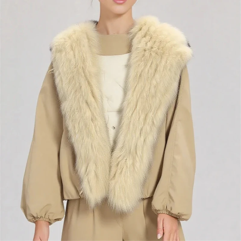 

2025 Winter New Women's Fur Fox Hair HoodedDown Jacket High QualityShort Style Fashionable Casual Loose Versatile Style Overcome