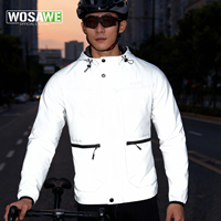 WOSAWE Reflective Cycling Windbreaker Jacket Windproof Bike Riding Coat Night Safety High Vis MTB Road Sports Outerwear