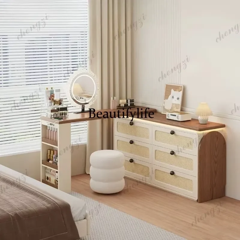 Nordic Extension Dressing Table Brown Wooden Vanity Desk with Drawers Storage Organizers for Beauty Salon Toaletka Z Lustrem