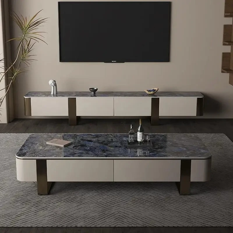 

Italian light luxury coffee table sapphire household simple rock slab coffee table TV cabinet minimalist advanced