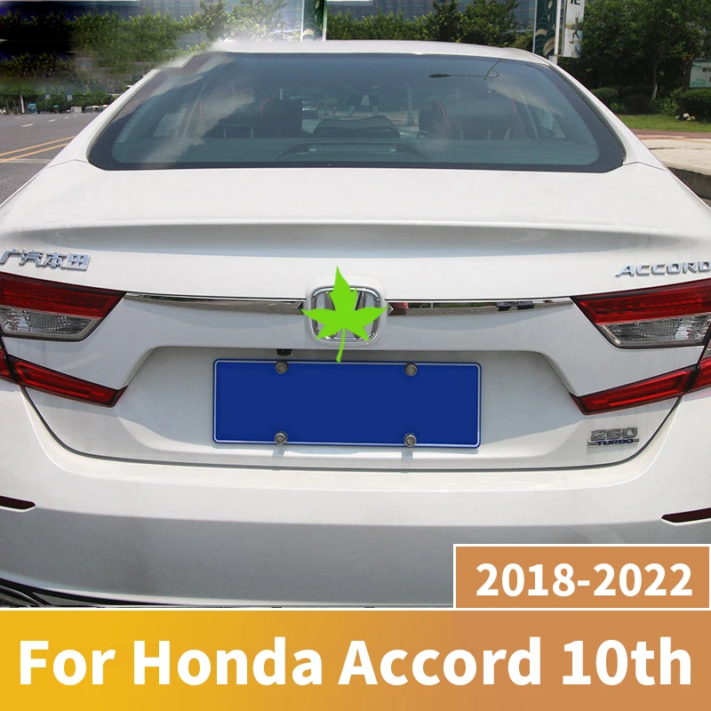For Honda Accord 10th 2018 2019 2022 Stainless Steel Car Rear Trunk Protector Trim Cover Tail Box Door Logo Lid Sequin sticker