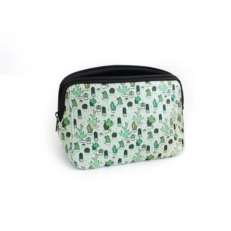 

5pcs Makeup Bags Neoprene Cactus Sunflower Printing Large Capacity Soid Waterproof Coin Purses