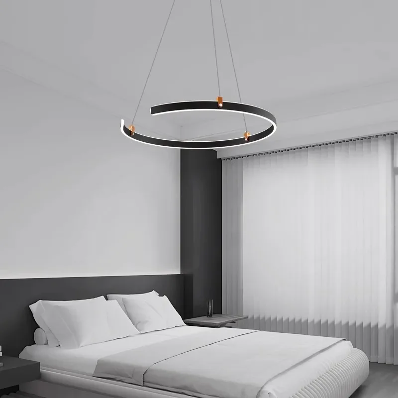 Modern Minimalist Circular Ring LED Pendant Light for Living Room Art Bedroom Lamp Decorative Fixture for Restaurant Bar Counter