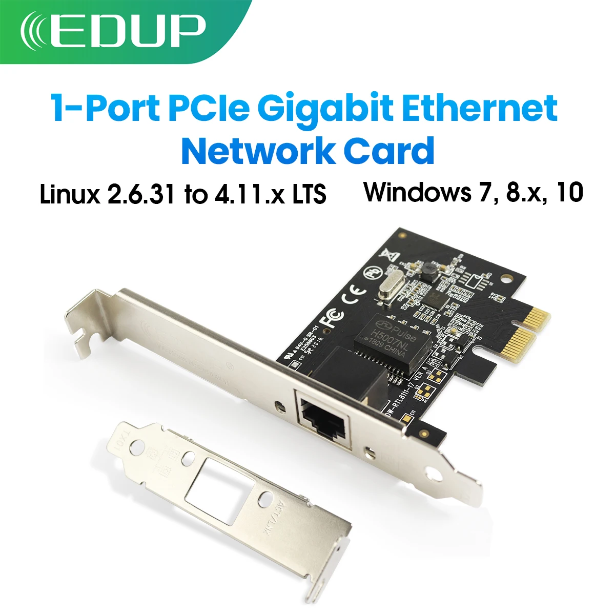 EDUP 9602 1-портовая сетевая карта PCIe Gigabit Ethernet Порт Ethernet RJ45 с рамкой VLAN Wake-On-LAN PXE Auto MDI-X Совместимость IEEE