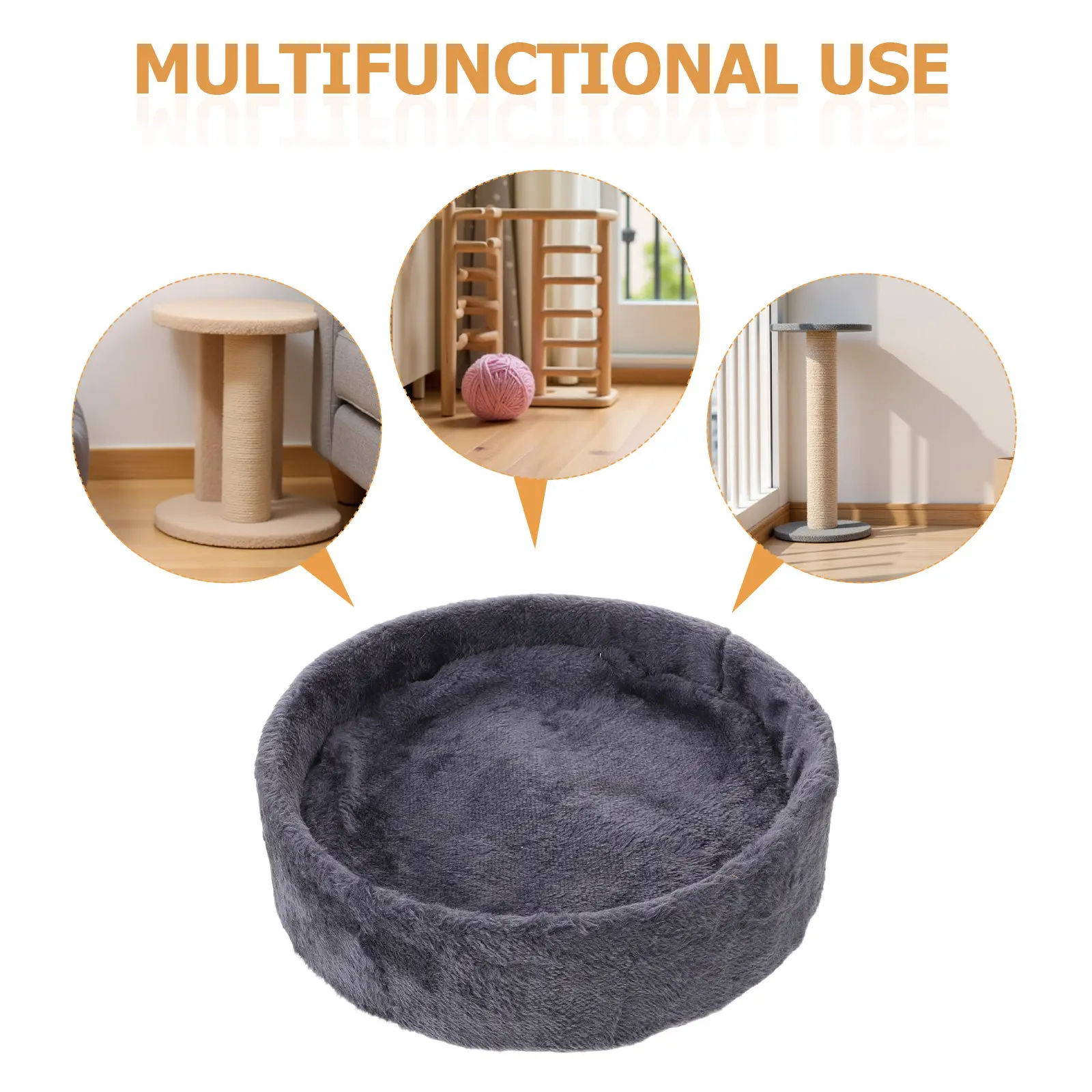 Cat Tree Bed Replacement Hammock Soft Fleece Nest Basket Cushion 11.8x11.8 Cat Tree Tower Accessories Round Top Cushion Bed view 2