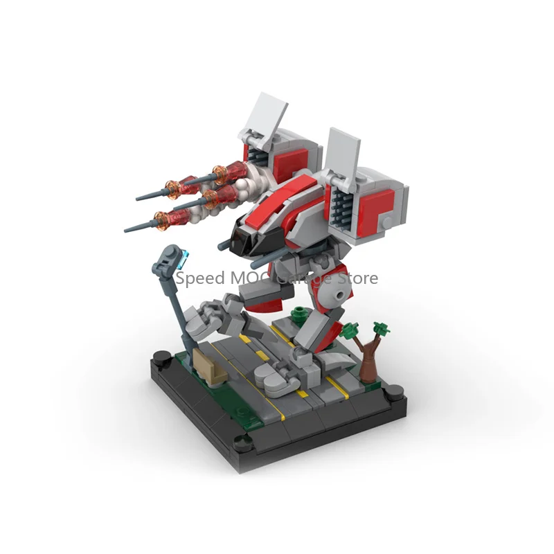 Catapult Combat Mech MOC Building Blocks Ejection Battle Mechanical Vehicle Model High-Detail Sci-Fi Fighting Machine Bricks DIY
