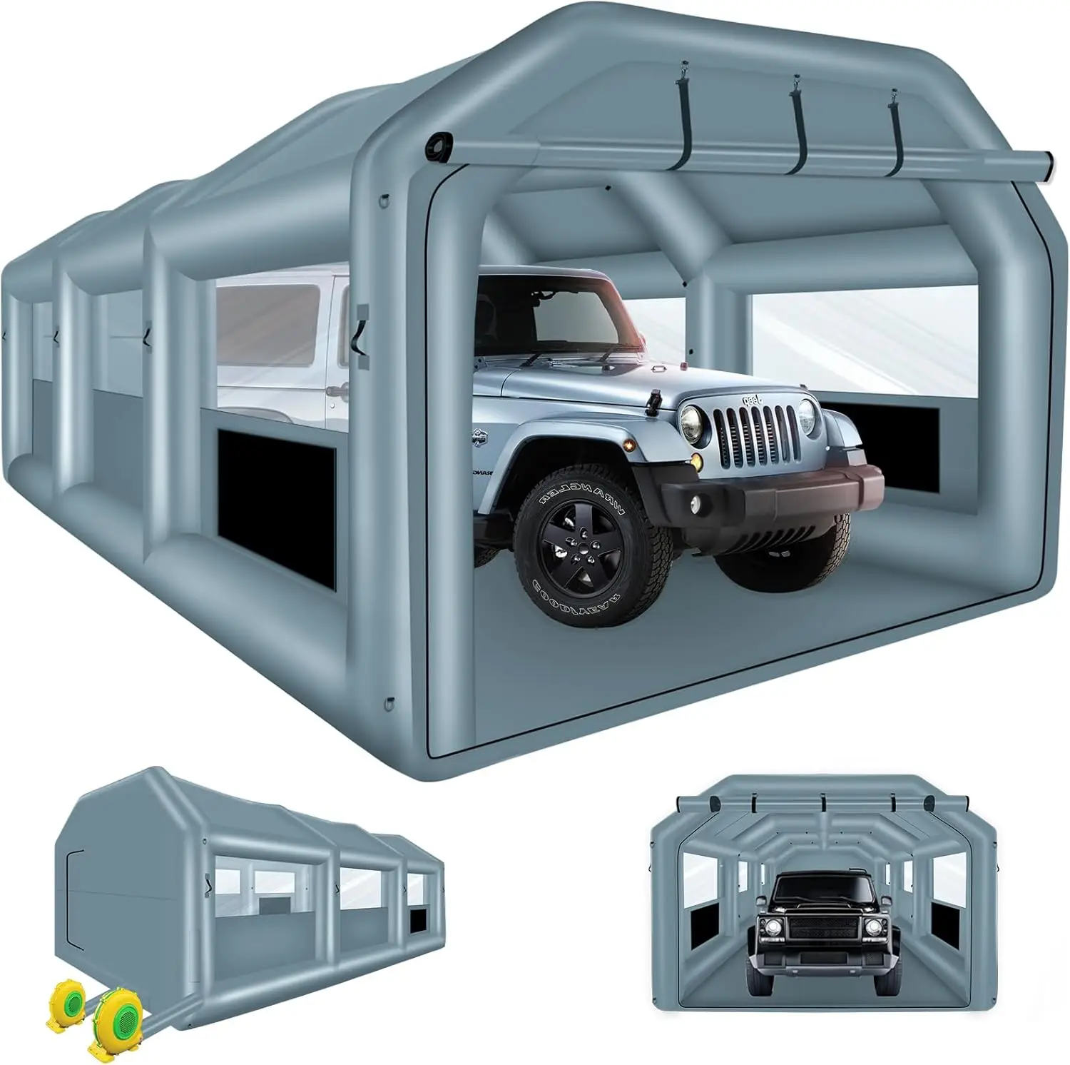 

Inflatable Spray Booth 26x14.4x9.5 ft Portable Inflatable Paint Booth Tent with Air Filter System for DIY Spray Car Parts Painti