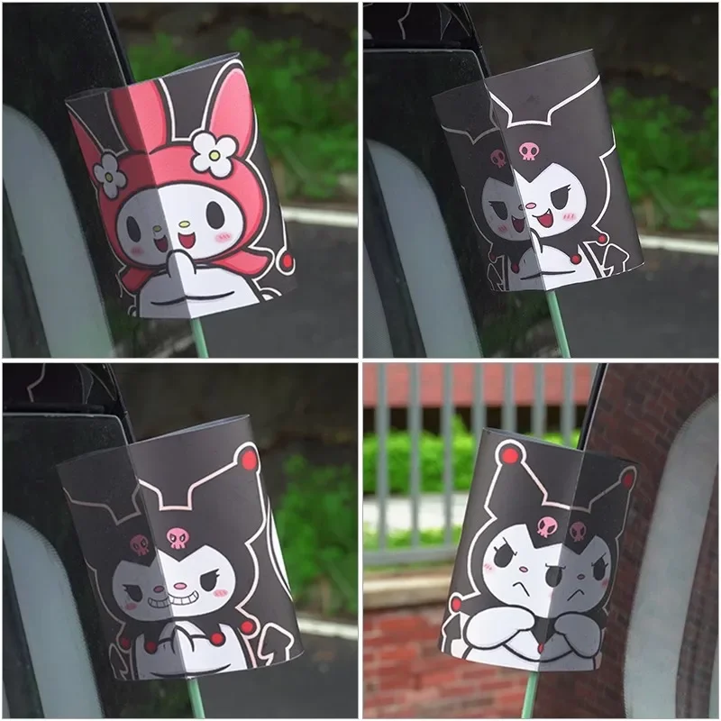 Sanrio Car Washable Label Sticker Kuromi My Melody Cartoon Cute Car Tail Door Decoration Sticker Car Accessories Anime Figuret