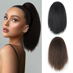 Short Synthetic Drawstring Hair Ponytail Extension For Women Yaky Straight Ponytail Hair Piece for African American Women