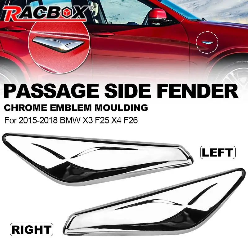 Chrome Front Fender Finisher Trim for BMW X3 F25 X4 F26 US Aotumotive Replacements Parts Accessories 51117338569 51117338570