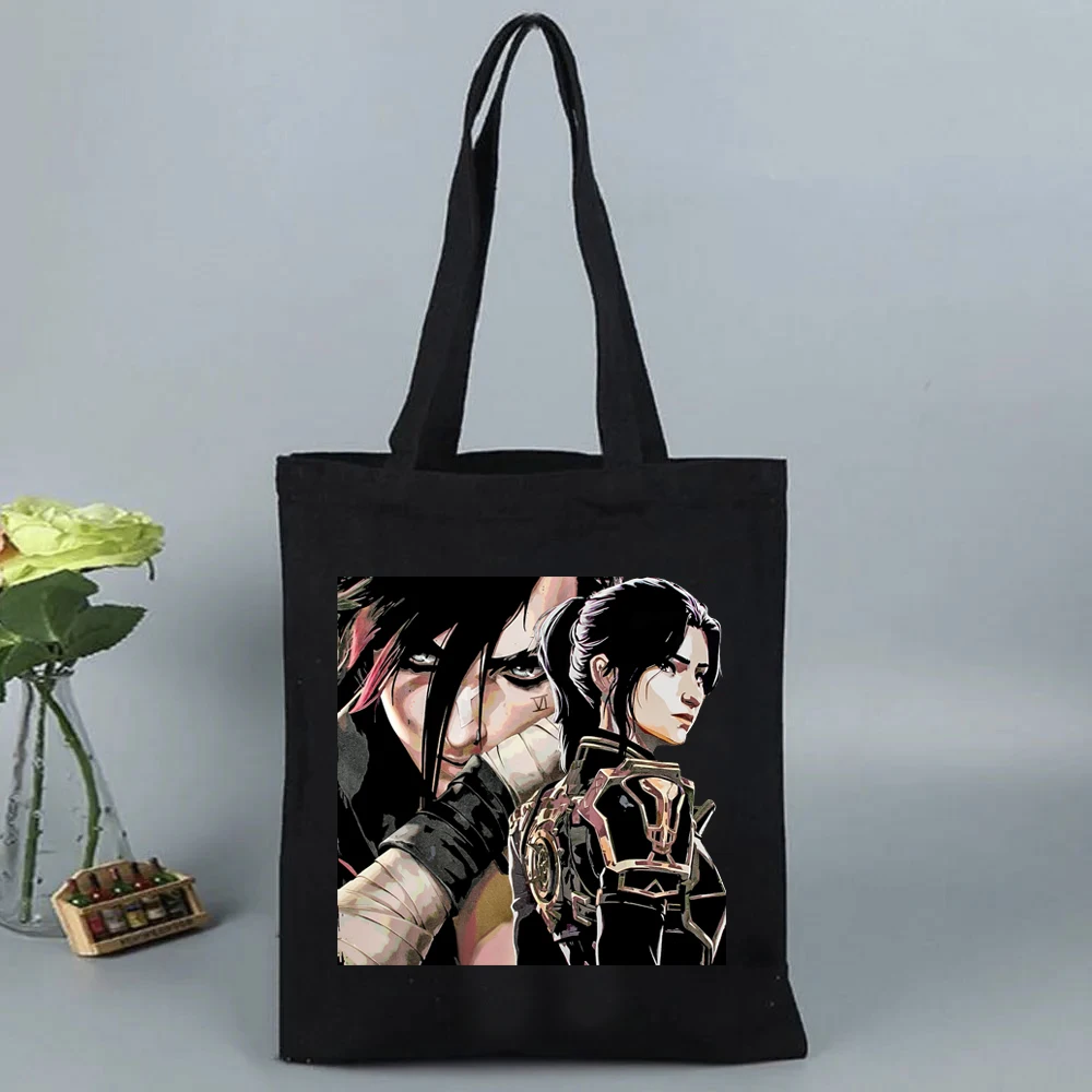 Arcane-Vi Print Graphic Tote Bag Women Men Canvas Handbags Fashion Teen Handbags