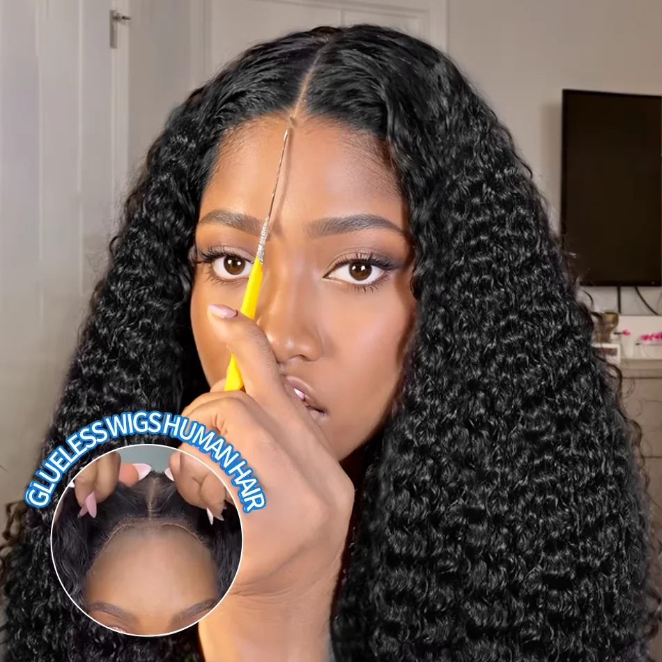 Pampering Loose Deep Wave Glueless 5x5 Ready to Wear Lace Closure Wig 220% Pre Plucked Water Curly Transparent Human Hair Wigs