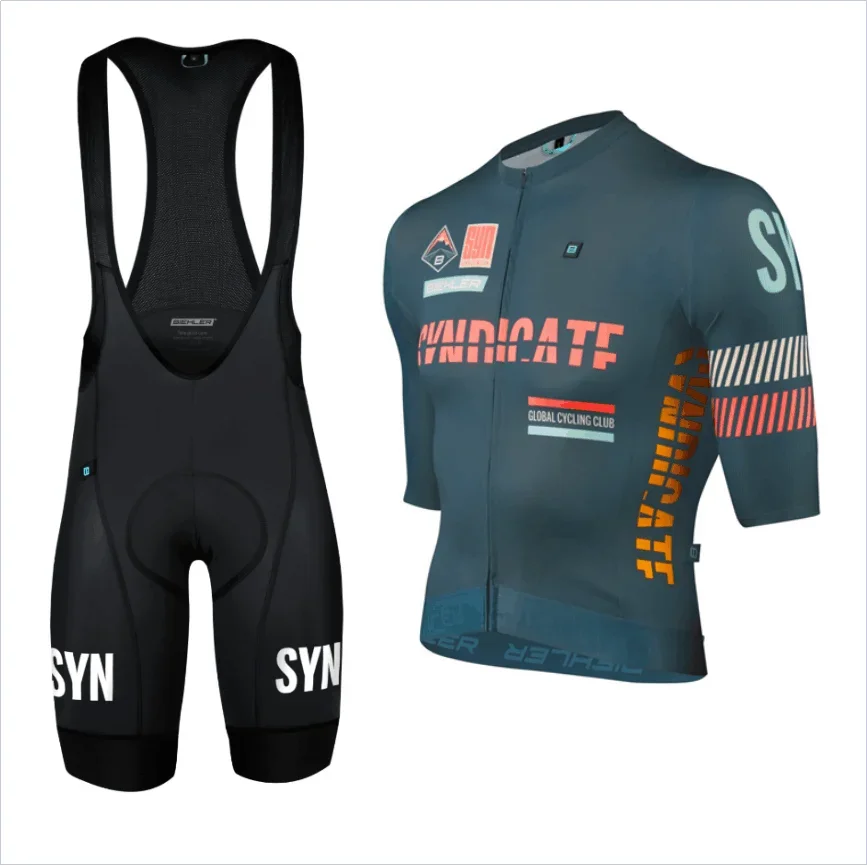 SYN Dark Green Men's Short Sleeve Suit Cycling Clothing Kit Bib Shorts and Short Sleeve