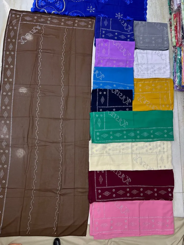 2026 Kleiner 70x180cm Chiffon Neuer Afrikanischer Netz-Hijab-Schal für Muslimische Frauen Afrikanischer Dubai Islam Kopftuch Bestickte Schals – Detail 30