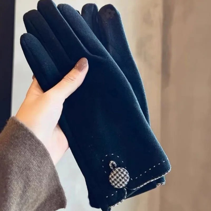 المزاج: القيادة وركوب الدراجات النسائية للخريف والشتاء مع عزل مخملي سميك، قفازات دافئة، قفازات شاشة تعمل باللمس